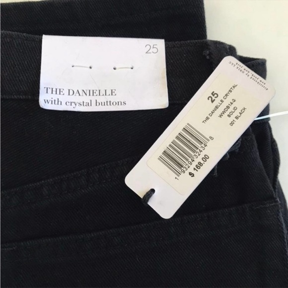 WEWOREWHAT Danielle Jeans Crystal Button Up Straight Leg Black Size 25 NWT NEW - Picture 6 of 9